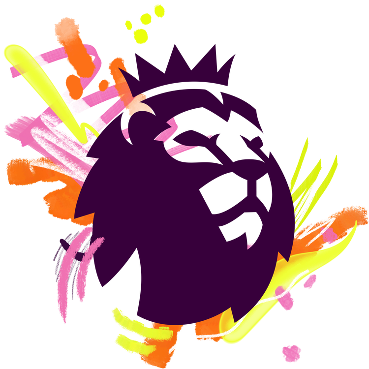 The Premier League lion logo with a few illustrated strokes behind him.