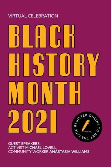 Pink & Yellow Black History Month Virtual Celebration Pinterest
