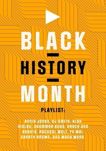 Black Orange and White Black History Month Playlist A5 Flyer