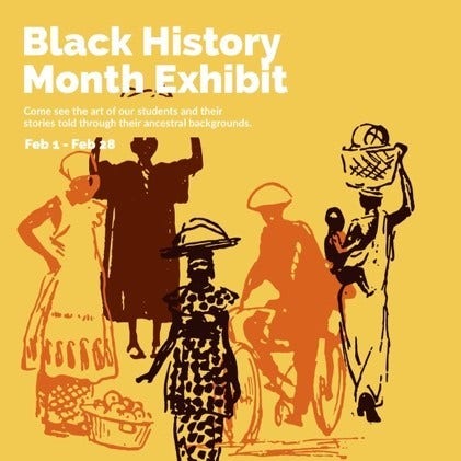 Yellow, Brown and White Black History Month Exhibit Ad Instagram Square