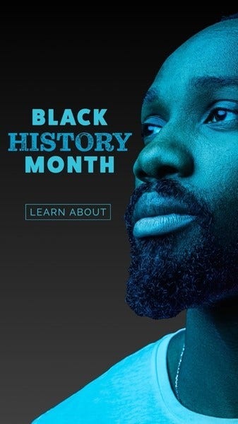 Black and Blue Toned Man Photo Black History Month Instagram Square