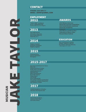 Blue and Grey Musicain Resume Resume Examples
