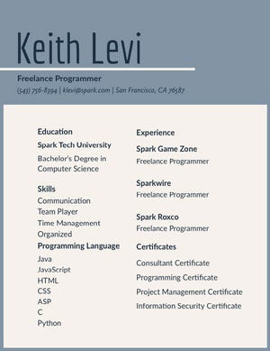 Blue and Grey Keith Levi Resume Resume Examples