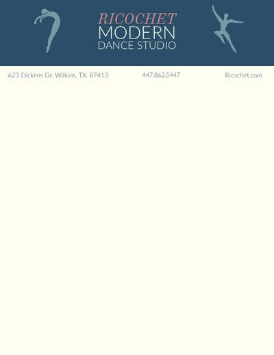 Blue Illustrated Dance Studio Letterhead Letterhead Examples