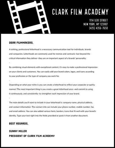 Black and White Professional Letter