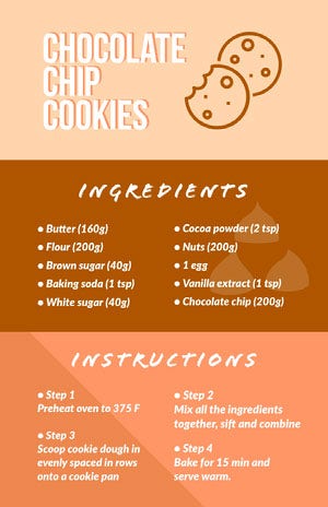 Brown Chocolate Chip Cookies Recipe Infographic Infographic Examples
