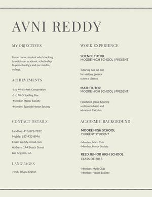 Gray High School Student Resume Resume Examples