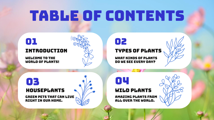 Table of Contents Page Examples