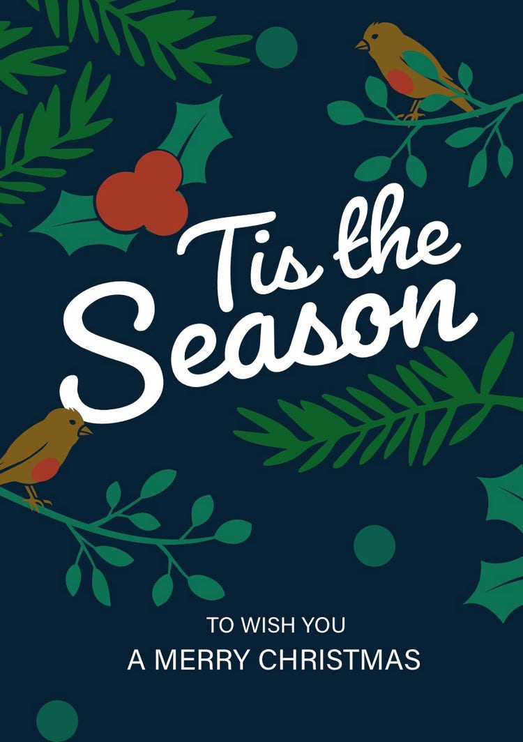 Blue Toned Merry Christmas Card