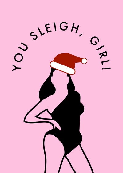 Pink Funny Christmas Card