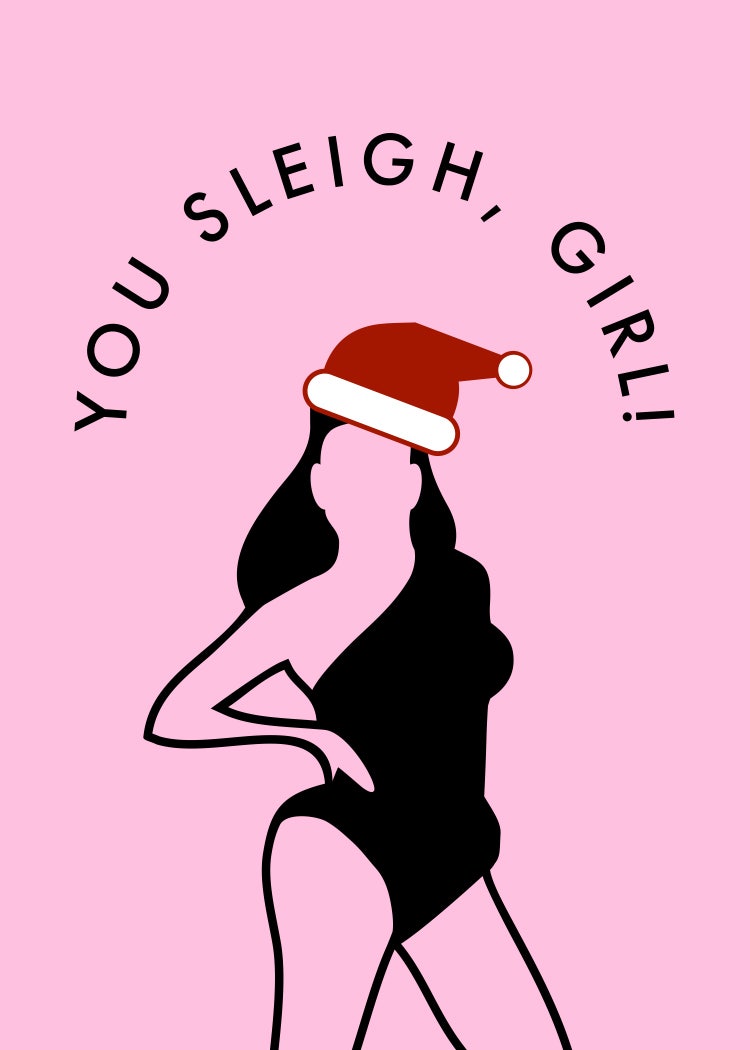 Pink Funny Christmas Card