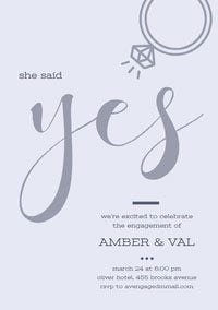 Purple Yes Elegant Calligraphy Engagement Party Invitation Card Wedding