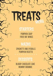 Yellow and Black Spooky Trees Halloween Party Menu Halloween Party