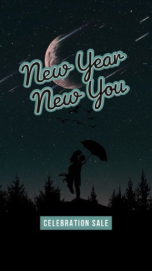 Green and Black New Year Sale Advertisement Happy New Year