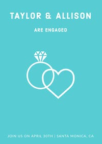 Blue Illustrated Engagement Party Invitation Card Wedding