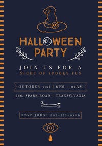 Blue and Yellow, Spooky Halloween Party Invitation Card Halloween Party