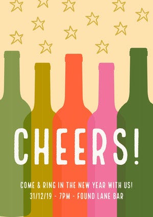 Multicolored New Year's Event Flyer with Wine Bottles Happy New Year