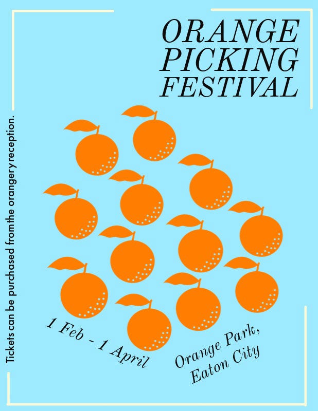 Blue Illustrated Orange Picking Festival Flyer Flyer Ideas