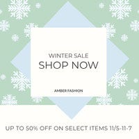 Light Green Winter Fashion Store Sale Instagram Post With Snowflakes Small Business