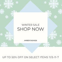 Light Green Winter Fashion Store Sale Instagram Post With Snowflakes Small Business