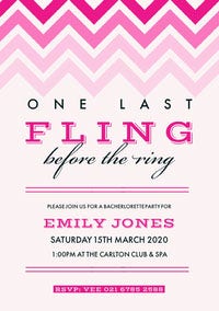 Pink and White, Flashy, Becherlorette Party Invitation Card Wedding