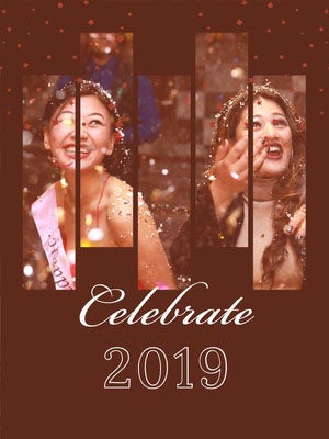 Brown and White Celebration Card Happy New Year