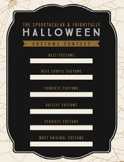 Black, White and Gold, Dark, Scary, Halloween Party Costume Contest Card Halloween Party