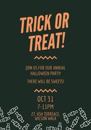 Orange and Black Candy Halloween Party Invitation Card Halloween Party