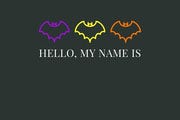 Black Halloween Bat House Party Name Tag Halloween Party