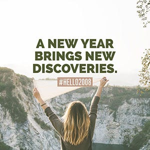 Warm Toned Adventure Woman in Mountains Instagram Graphic Happy New Year