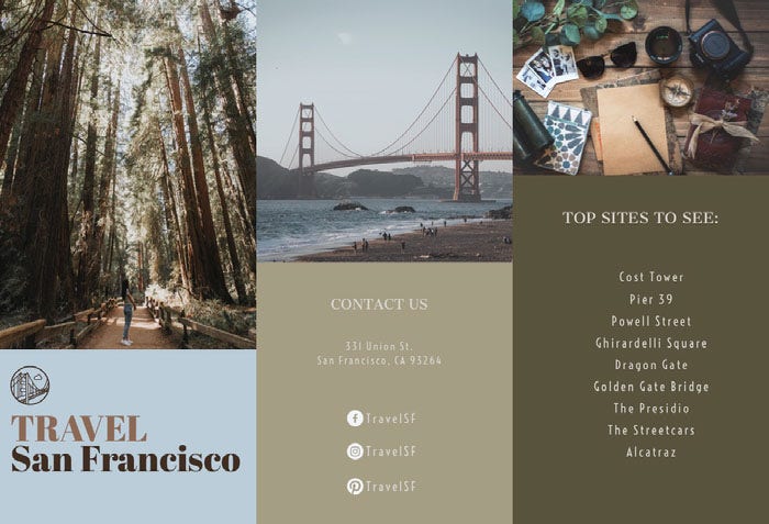 Warm Earthy Tones Travel Brochure for San Francisco Brochure Ideas