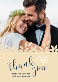 White Floral Edge Wedding Thank You Card Wedding