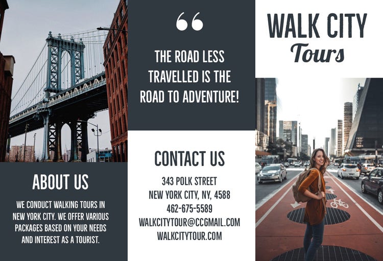 New York City Walking Tour Travel Brochure