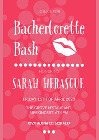 Pink and White, Flashy, Becherlorette Bash Party Invitation Card Wedding