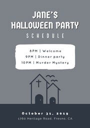 Grey and White Halloween Murder Mystery Party Schedule Halloween Party