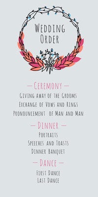 Red and Blue Wreath Wedding Program Wedding