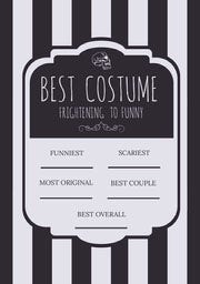Black and White Stripes and Skull Halloween Party Best Costume Card Halloween Party