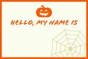 White and Orange Halloween Kid Spooky Party Name Tag Halloween Party