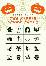 Orange and White Halloween Kid Spooky Party Bingo Card Halloween Party