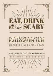 Beige and Gold, Light Toned, Halloween Party Invitation Card Halloween Party