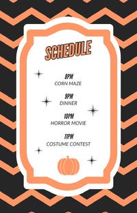 Orange Zig Zag Halloween Party Schedule Halloween Party