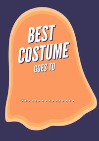 Orange and Navy Ghost Halloween Party Best Costume Card Halloween Party