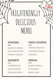 Spider and Cobweb Halloween Party Menu Halloween Party