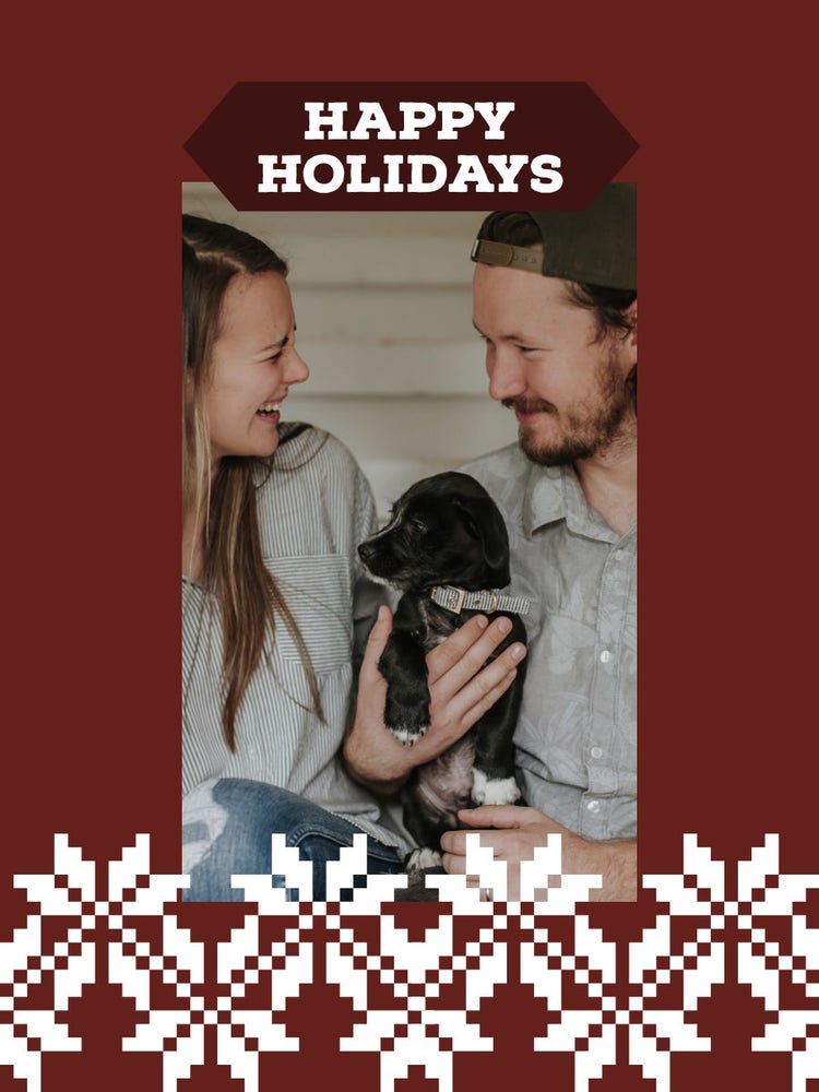 White and Red Framed Family Christmas Card