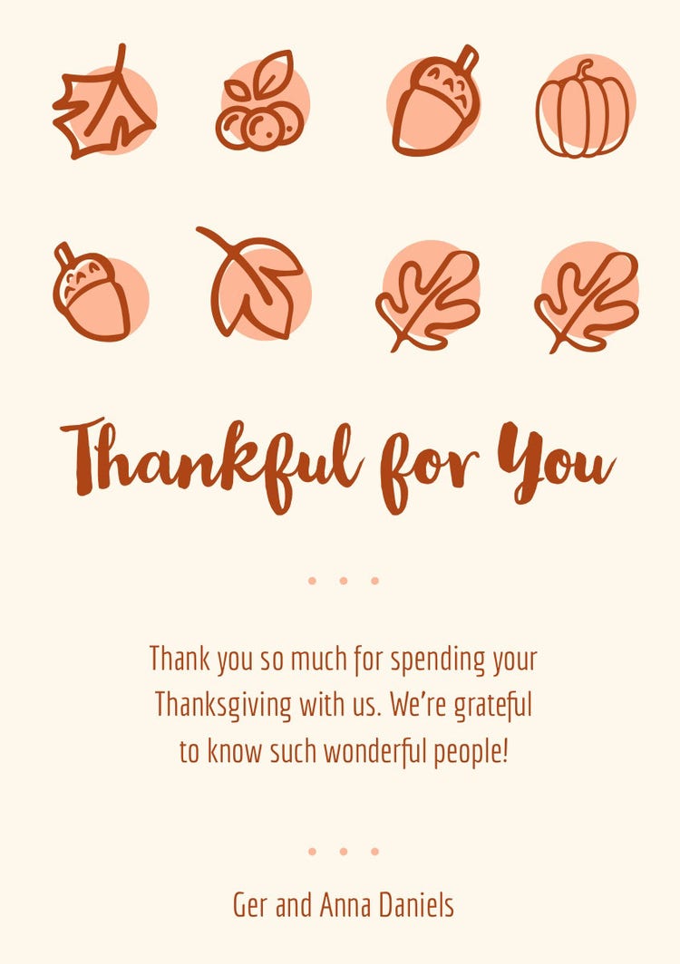 Brown Illustrated Thanksgiving Dinner Thank You Card
