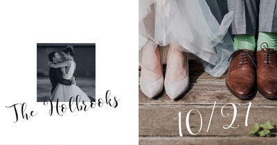 Save the Date Wedding Invitation Facebook Post Graphic with Bride and Groom Facebook Image Size