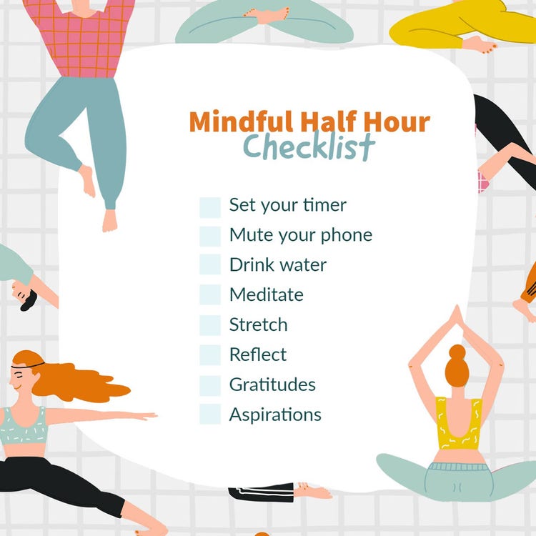 Blue and Orange Mindful Checklist Instagram Post