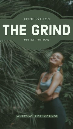 Green Fitness Blog Instagram Story with Smiling Sportswoman