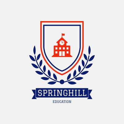 Grey Red Blue School Crest Logo