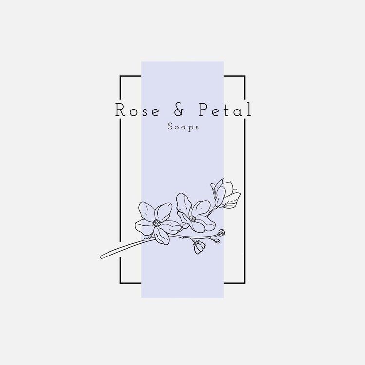 white black purple floral rose and petal soaps logo square